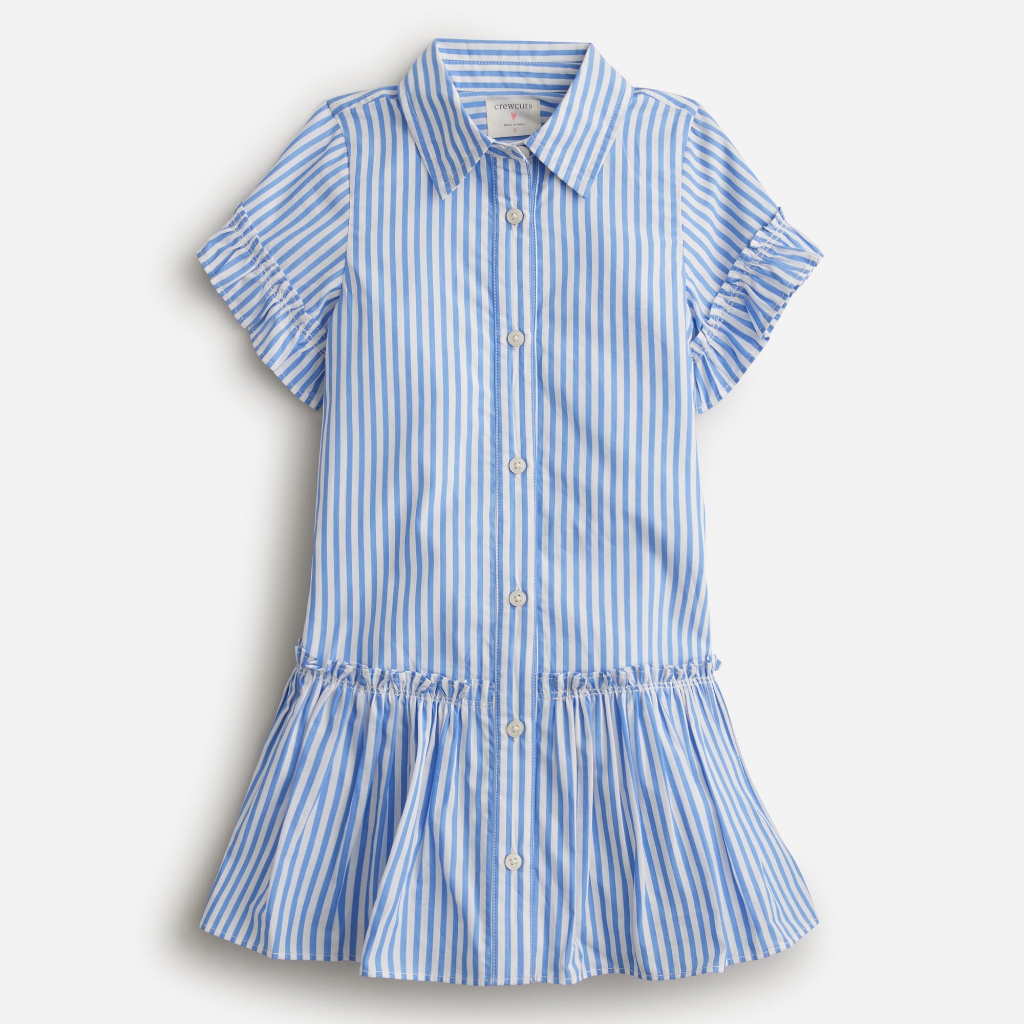 Jcrew Girls ruffle-hem shirtdress in cotton poplin
