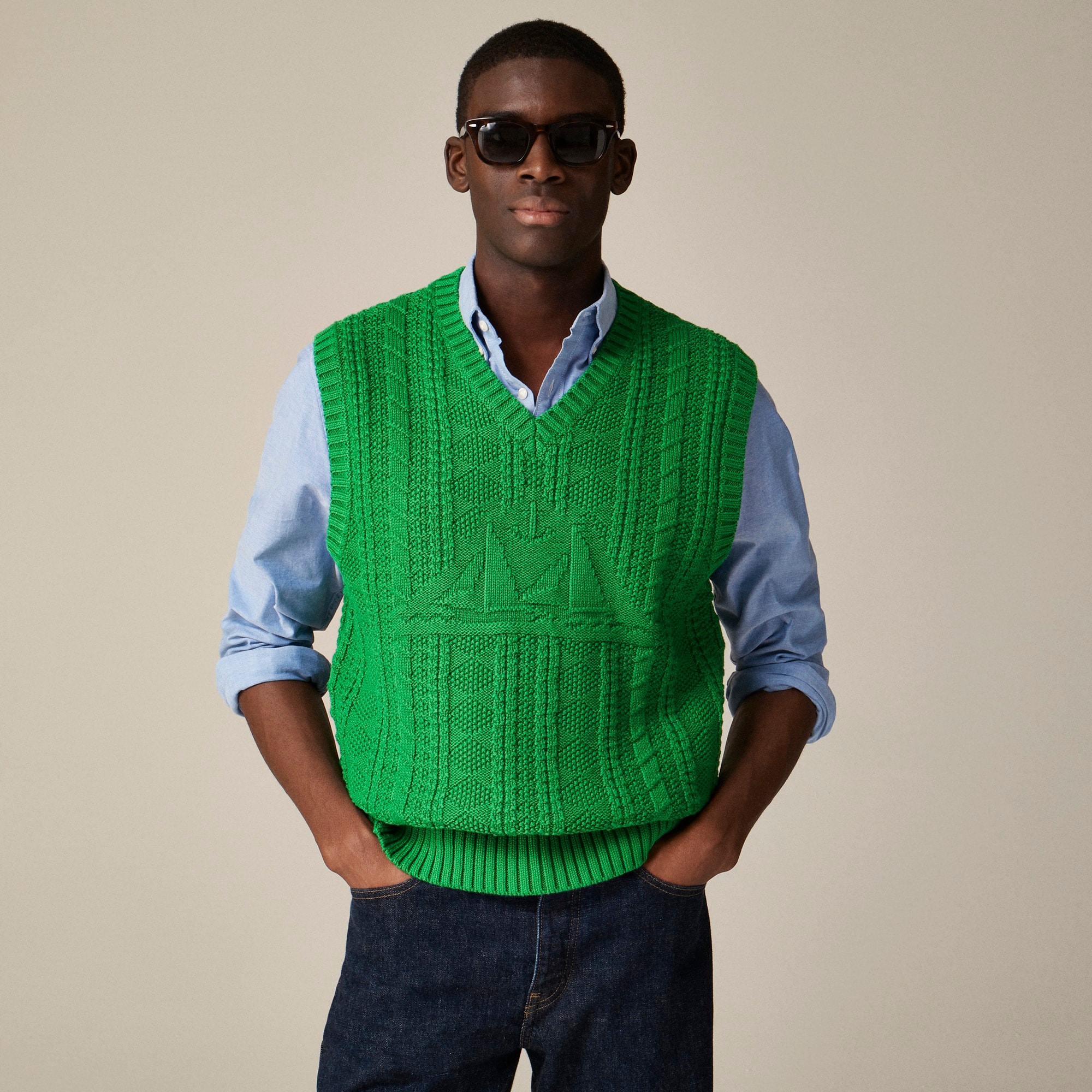 Jcrew Cotton sweater-vest with sailboat motif