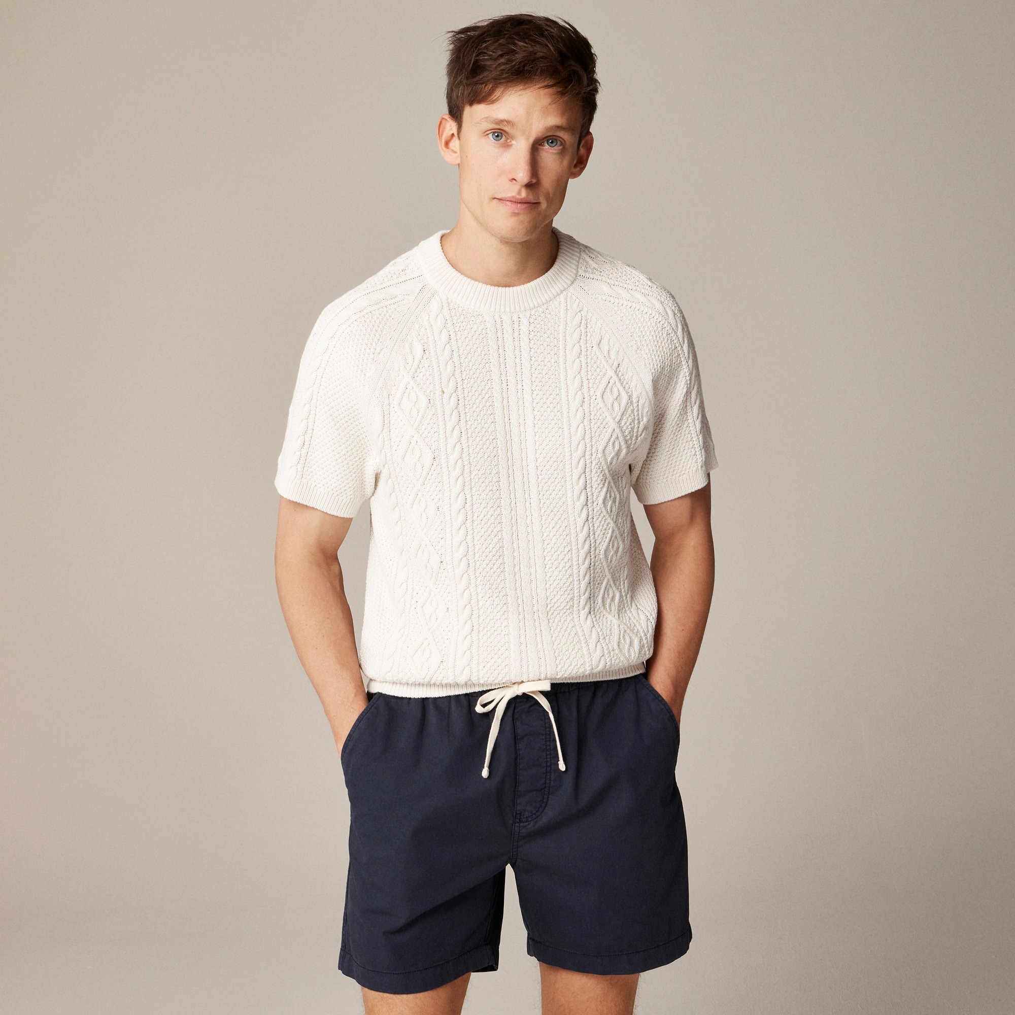 Jcrew Short-sleeve cotton cable-knit sweater