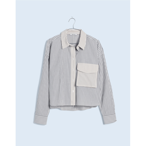 Madewell Flap-Pocket Crop Button-Up Shirt in Poplin