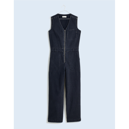 Madewell Denim Zip-Front Sleeveless Jumpsuit in Tarrybrook Wash