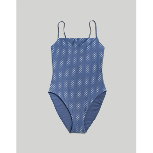 Madewell Square-Neck One-Piece Swimsuit in Polka Dot