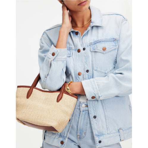 Madewell The Mini Shopper Tote in Leather-Trimmed Straw