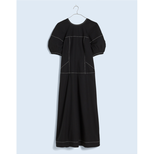 Madewell Puff-Sleeve Drop-Waist Midi Dress