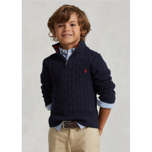 Polo Ralph Lauren Cable-Knit Cotton Quarter-Zip Sweater
