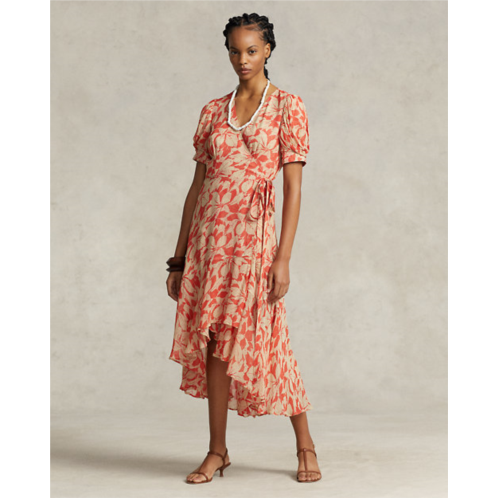 Polo Ralph Lauren Print Crinkled Georgette Wrap Dress