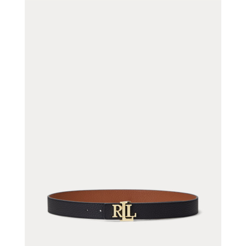 Polo Ralph Lauren Logo Reversible Pebbled Leather Belt
