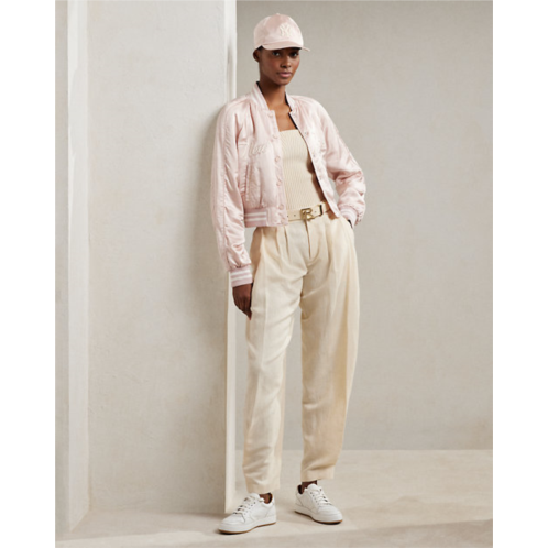 Polo Ralph Lauren Avrill Pleated Mini-Basket-Weave Pant