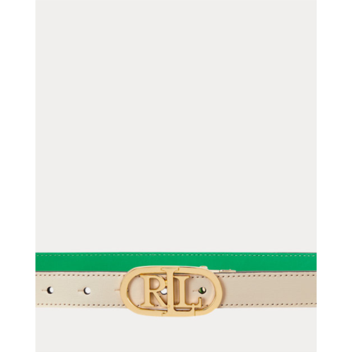 Polo Ralph Lauren Oval-Logo Reversible Leather Skinny Belt