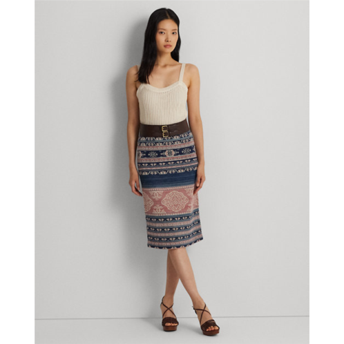 Polo Ralph Lauren Geo-Motif Linen-Cotton Pencil Skirt