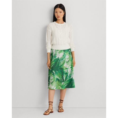 Polo Ralph Lauren Palm Frond-Print Charmeuse Midi Skirt