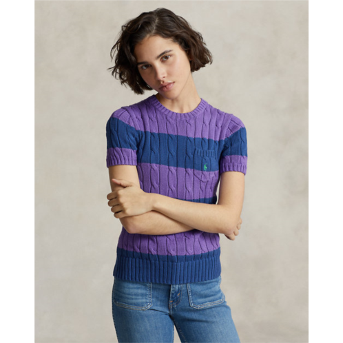 Polo Ralph Lauren Striped Cable-Knit Short-Sleeve Sweater