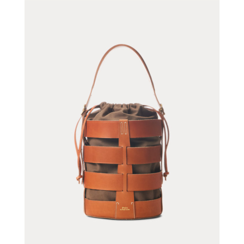 Polo Ralph Lauren Leather Medium Basketweave Bucket Bag