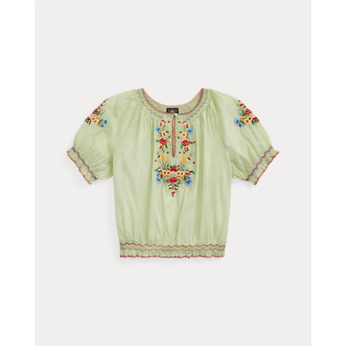 Polo Ralph Lauren Embroidered Cotton Voile Blouse