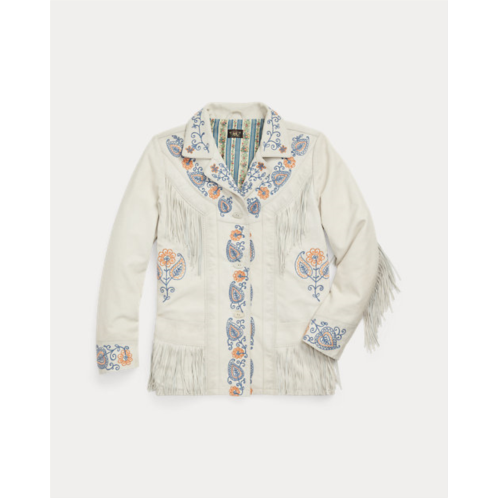 Polo Ralph Lauren Fringe-Trim Embroidered Leather Jacket