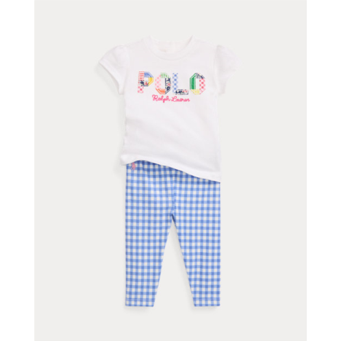 Polo Ralph Lauren Logo Jersey Tee & Gingham Legging Set