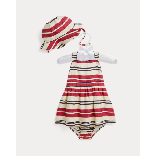 Polo Ralph Lauren Striped Linen Dress, Hat & Bloomer