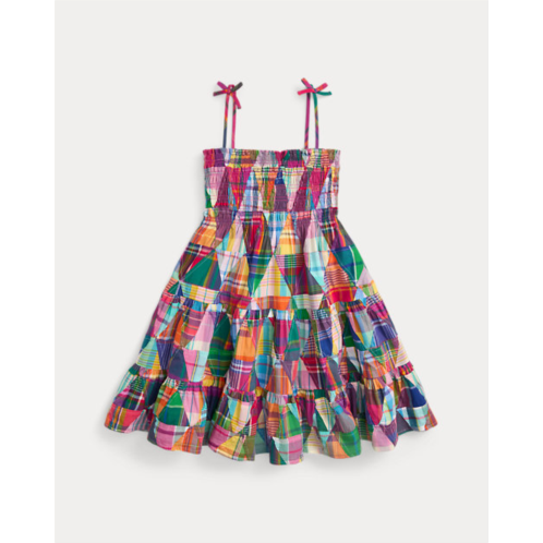 Polo Ralph Lauren Smocked Patchwork Cotton Madras Dress