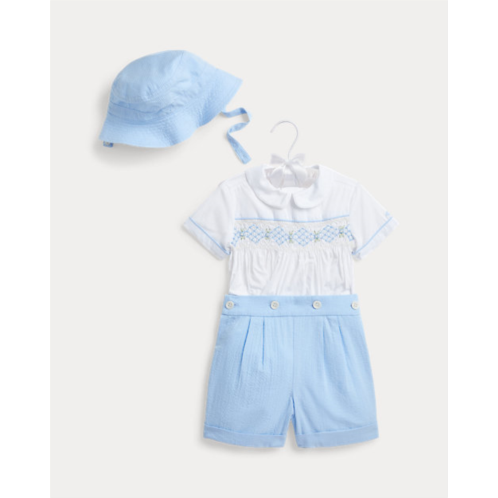 Polo Ralph Lauren Cotton Shirt, Seersucker Short & Hat Set