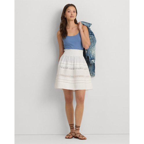 Polo Ralph Lauren Lace-Trim Cotton Broadcloth Miniskirt