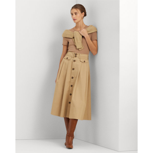 Polo Ralph Lauren Button-Front Micro-Sanded Twill Skirt