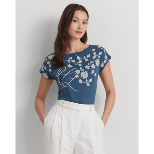 Polo Ralph Lauren Floral-Embroidered Jersey Tee
