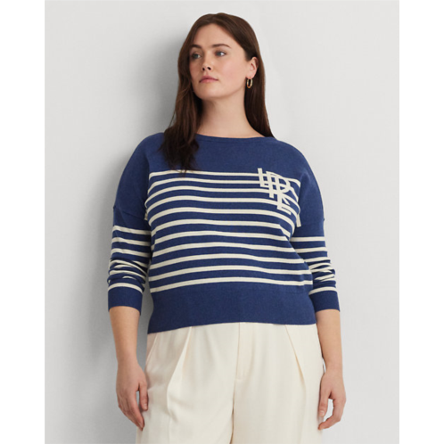 Polo Ralph Lauren Logo Striped Cotton Boatneck Sweater