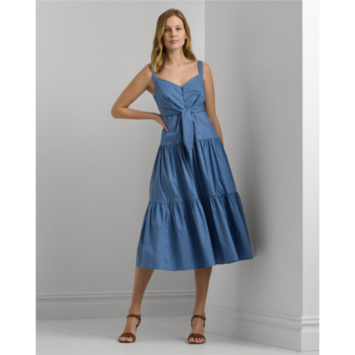 Polo Ralph Lauren Cotton-Blend Tie-Front Tiered Dress