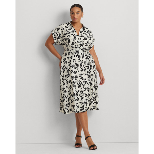 Polo Ralph Lauren Leaf-Print Belted Crepe Dress