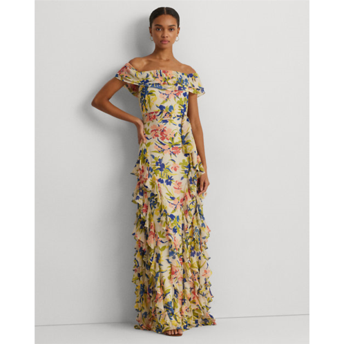 Polo Ralph Lauren Floral Georgette Off-the-Shoulder Gown