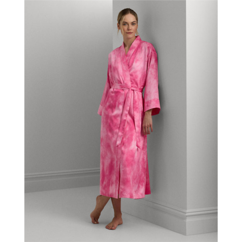 Polo Ralph Lauren Tie-Dye-Print Belted Satin Long Robe