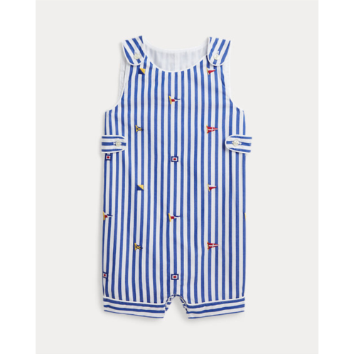 Polo Ralph Lauren Flag-Embroidered Striped Cotton Overall