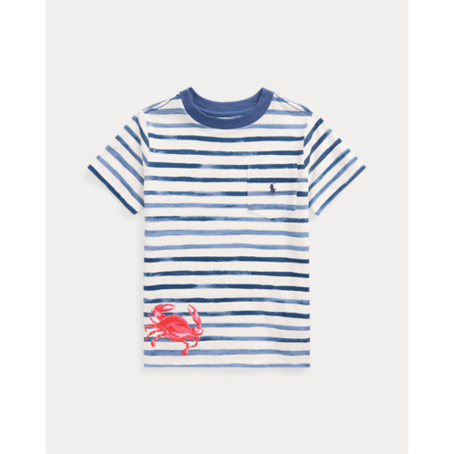 Polo Ralph Lauren Striped Crab-Print Cotton Pocket Tee