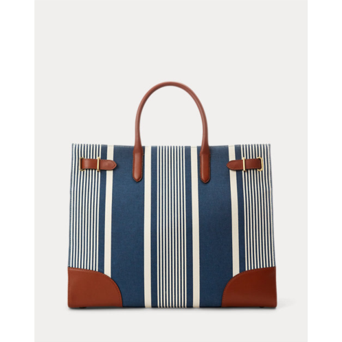 Polo Ralph Lauren Striped Canvas Large Devyn Tote Bag