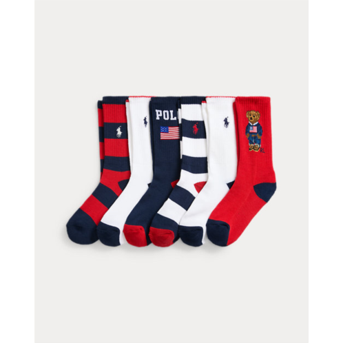 Polo Ralph Lauren Americana Polo Bear Crew Sock 6-Pack