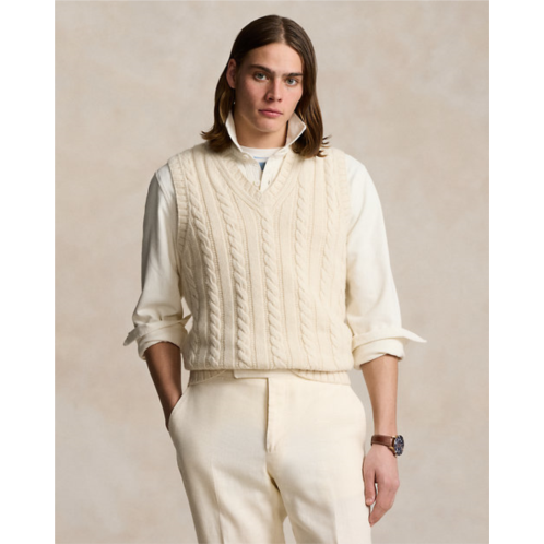 Polo Ralph Lauren Aran-Knit Cotton-Cashmere Sweater Vest