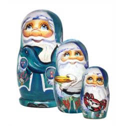 G. DeBrekht designocracy mr. santa of the sea 3-piece russian matryoshka stacking dolls set