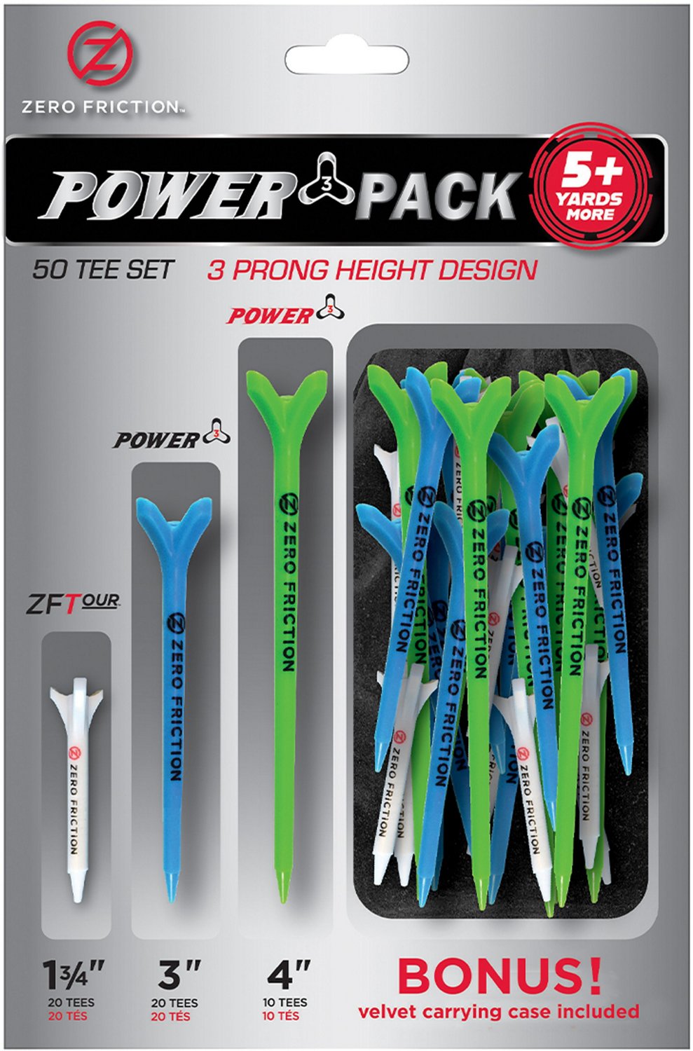 Zero Friction Variety Power Tees 50-Pack