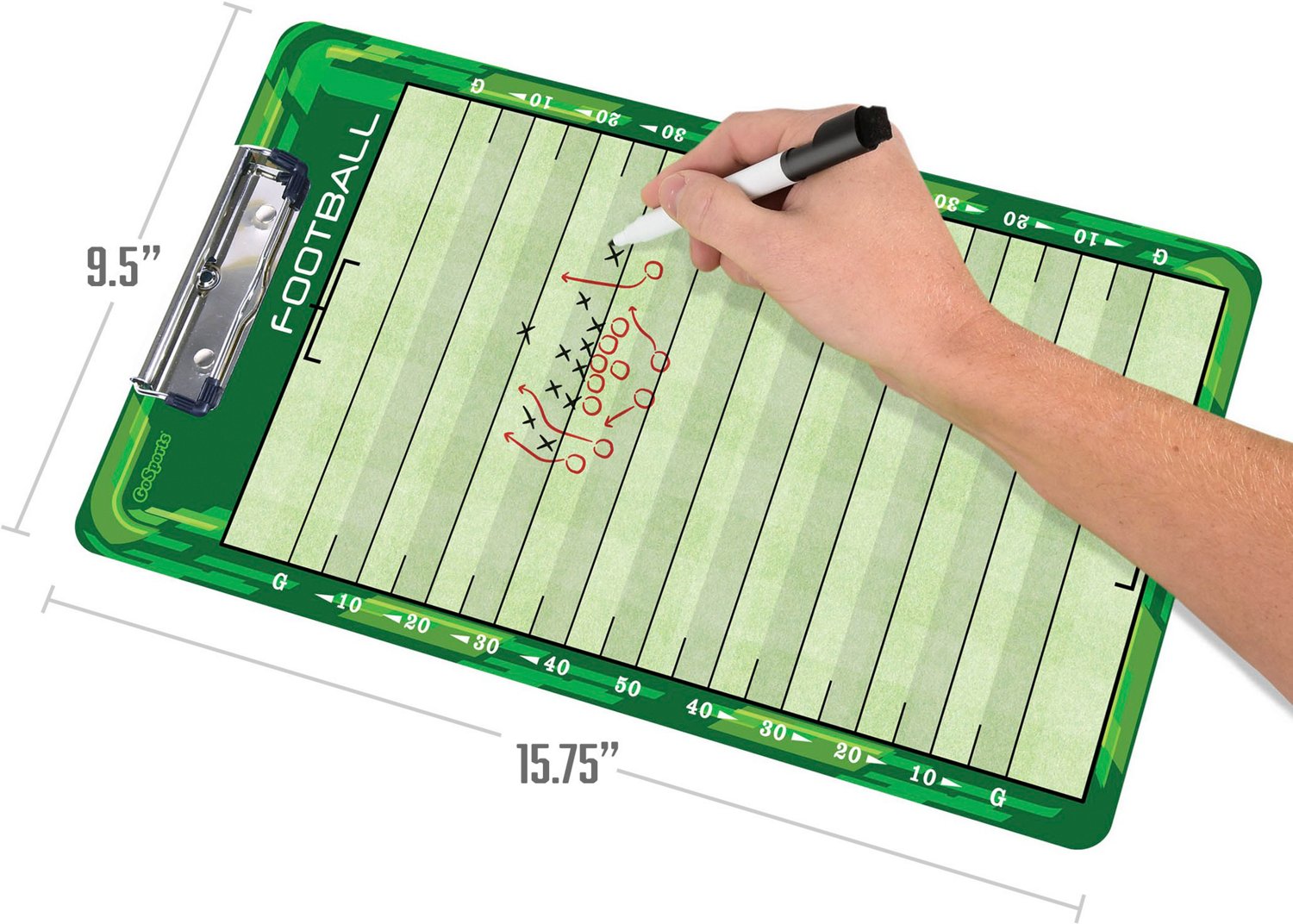 GoSports Football Coaches Premium Dry-Erase 2-Sided Clipboard
