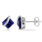 Amour Created Blue Sapphire Stud Earrings In Sterling Silver