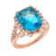 Bertha Juliet Collection Womens 18k RG Plated Blue Statement Fashion Ring Size 8