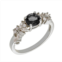 Bertha Juliet Collection Womens 18k White Gold Plated Black Cluster Fashion Ring Size 7