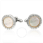 Charriol Mens Cufflinks Round Steel with White Mother of Pearl