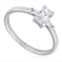 Diamondmuse 1.33 cttw Emerald Swarovski Three Stone Diamond Engagement Ring in Sterling Silver