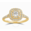 Diamondmuse 1.38 cttw Yellow Gold Plated Over Sterling Silver Square Swarovski Double Halo Diamond Engagement Ring