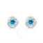 Diamondmuse Created Blue Topaz and White Sapphire Gemstone Sterling Silver Six Prong Stud Earrings for Women