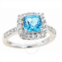 Diamondmuse Created Blue Topaz Birthstone Sterling Silver Ring for Women