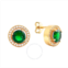 Elegant Confetti Womens 18K Yellow Gold Plated Green CZ Simulated Diamond Classic Halo Stud Earrings