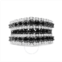 Haus Of Brilliance .925 Sterling Silver 1 3/4 Cttw Treated Black and White Alternating Diamond Multi Row Band Ring (Black / I-J Color, I2-I3 Clarity)