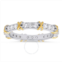 Kylie Harper Silver & Gold Two-Tone Round-cut CZ X Stackable Eternity Band Ring